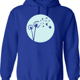 Dandelion Bird Flight Hoodie - Retro Graphic Pullover Hoodie for Men & Women - Blue