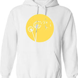 Dandylion Flight - Reversed Circular Hoodie - Retro Graphic Pullover Hoodie for Men & Women - White