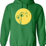 Dandylion Flight - Reversed Circular Hoodie - Retro Graphic Pullover Hoodie for Men & Women - Green