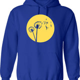 Dandylion Flight - Reversed Circular Hoodie - Retro Graphic Pullover Hoodie for Men & Women - Blue