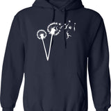 Dandylion Flight - White Silhouette Hoodie - Retro Graphic Pullover Hoodie for Men & Women - Navy