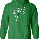 Dandylion Flight - White Silhouette Hoodie - Retro Graphic Pullover Hoodie for Men & Women - Green