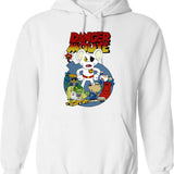 Danger Bom Hoodie - Retro Graphic Pullover Hoodie for Men & Women - White