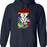 Danger Bom Hoodie - Retro Graphic Pullover Hoodie for Men & Women - Navy