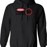 Danger I Train Raptors Hoodie - Retro Graphic Pullover Hoodie for Men & Women - Black