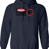Danger I Train Raptors Hoodie - Retro Graphic Pullover Hoodie for Men & Women - Navy