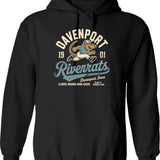 Davenport Riverrats 1901 Hoodie - Retro Graphic Pullover Hoodie for Men & Women - Black