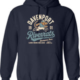Davenport Riverrats 1901 Hoodie - Retro Graphic Pullover Hoodie for Men & Women - Navy