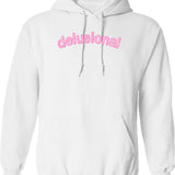 Delusional Hoodie - Retro Graphic Pullover Hoodie for Men & Women - White