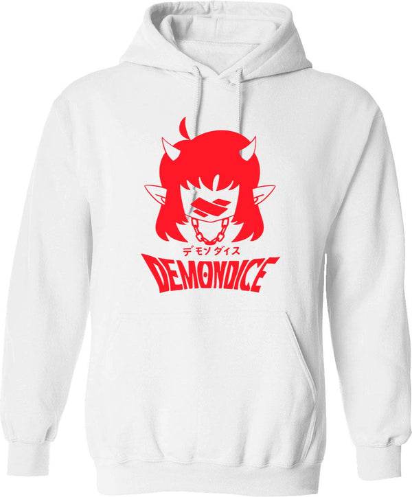 Demondice- Mori Calliope-Funny Graphic Pullover Hoodie - White