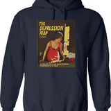 Depression Nap Hoodie - Retro Graphic Pullover Hoodie for Men & Women - Navy