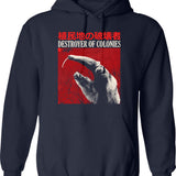 Destroyer Of Colonies Anteater Hoodie - Retro Graphic Pullover Hoodie for Men & Women - Navy
