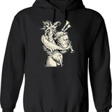 Devil With The Bagpipes Hoodie - Retro Graphic Pullover Hoodie for Men & Women - Black