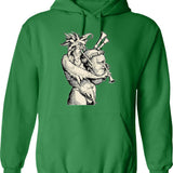Devil With The Bagpipes Hoodie - Retro Graphic Pullover Hoodie for Men & Women - Green