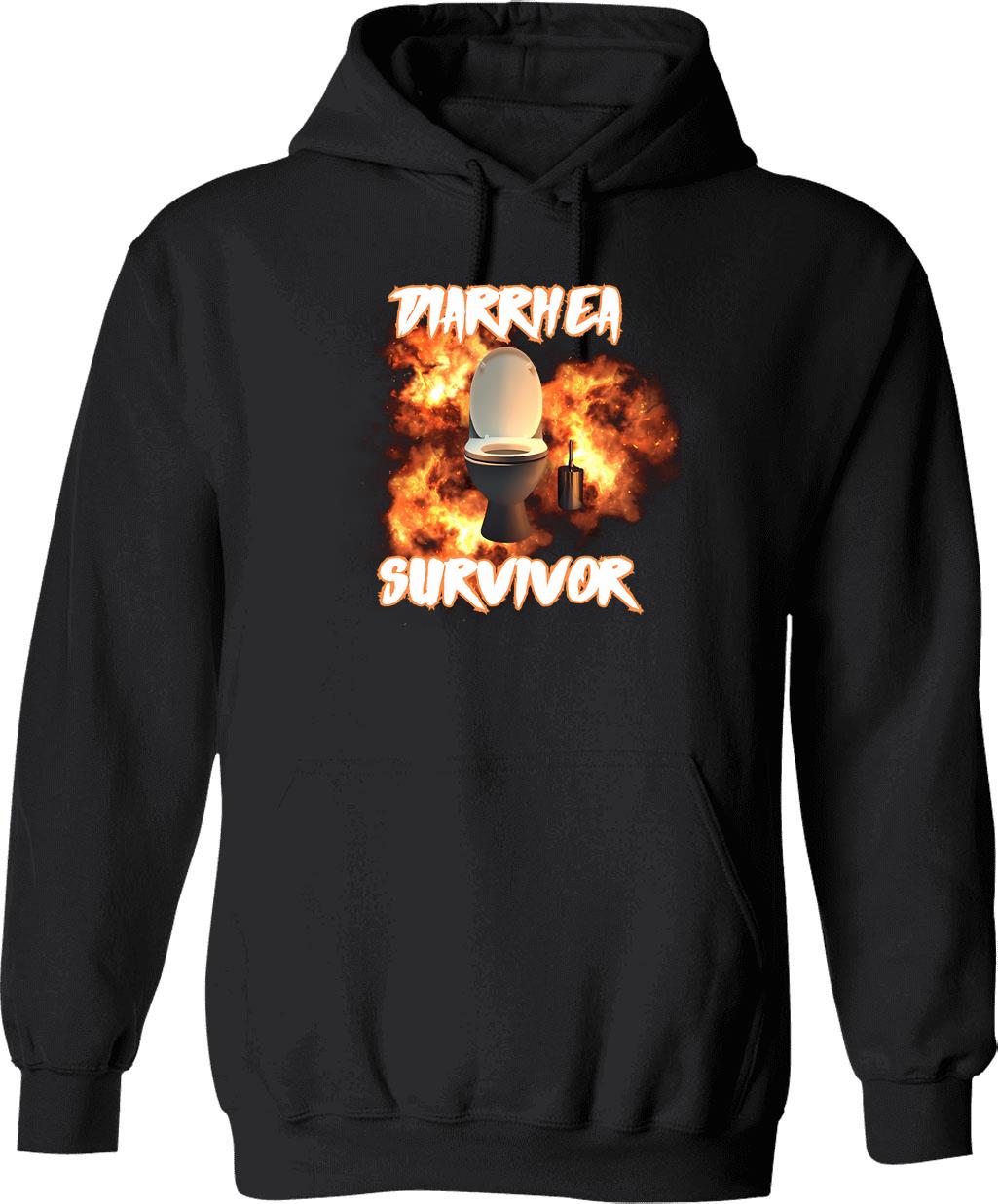 Diarrhea Survivor Hoodie - Retro Graphic Pullover Hoodie for Men & Women - Black