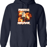 Diarrhea Survivor Hoodie - Retro Graphic Pullover Hoodie for Men & Women - Navy