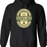Dicken's Cider Label Hoodie - Retro Graphic Pullover Hoodie for Men & Women - Black