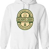 Dicken's Cider Label Hoodie - Retro Graphic Pullover Hoodie for Men & Women - White