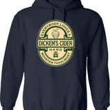 Dicken's Cider Label Hoodie - Retro Graphic Pullover Hoodie for Men & Women - Navy