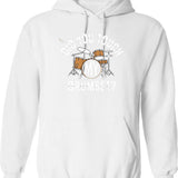 Did You Touch My Drumset Hoodie - Retro Graphic Pullover Hoodie for Men & Women - White