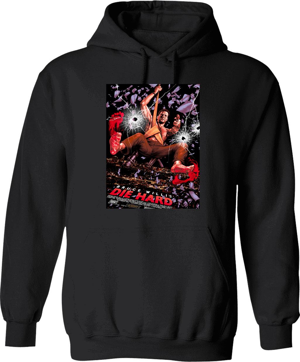 Die Hard Poster Hoodie - Retro Graphic Pullover Hoodie for Men & Women - Black