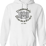 Dimmsdale Dimmadome Hoodie - Retro Graphic Pullover Hoodie for Men & Women - White