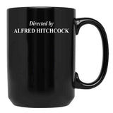 Directed by Alfred Hitchcock Classic Black Coffee Mug, Gift Coffee Mug