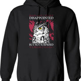 Disappointed Owl Hoodie - Retro Graphic Pullover Hoodie for Men & Women - Black