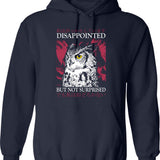 Disappointed Owl Hoodie - Retro Graphic Pullover Hoodie for Men & Women - Navy