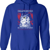 Disappointed Owl Hoodie - Retro Graphic Pullover Hoodie for Men & Women - Blue