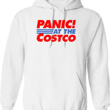 Distressed Panic at The Costco Funny Meme Graphic Pullover Hoodie - White