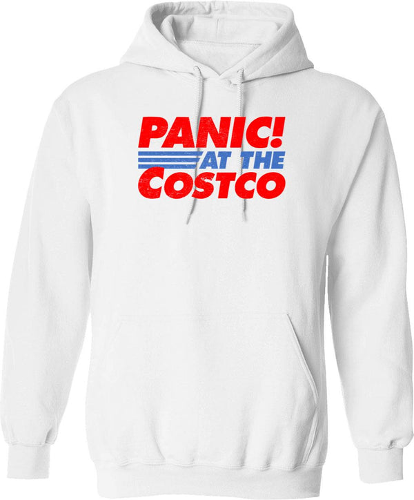 Distressed Panic at The Costco Funny Meme Graphic Pullover Hoodie - White