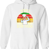 Distressed Trojan Rabbit Hoodie - Retro Graphic Pullover Hoodie for Men & Women - White
