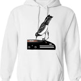 Dj Dachshund Dog Hoodie - Retro Graphic Pullover Hoodie for Men & Women - White