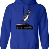 Dj Dachshund Dog Hoodie - Retro Graphic Pullover Hoodie for Men & Women - Blue