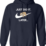 Do It Later Funny Sleepy Sloth for Lazy Sloth Lover Graphic Pullover Hoodie - Navy