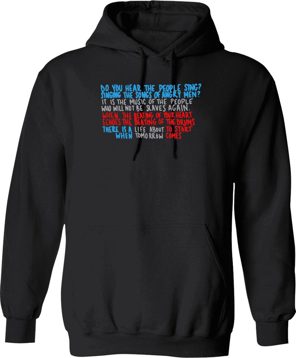 Do You Hear The People Sing Graphic Pullover Hoodie - Black