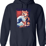 Dogs Playing Poker Hoodie - Retro Graphic Pullover Hoodie for Men & Women - Navy