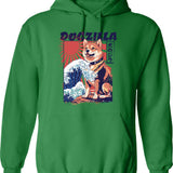 Dogs Playing Poker Hoodie - Retro Graphic Pullover Hoodie for Men & Women - Green