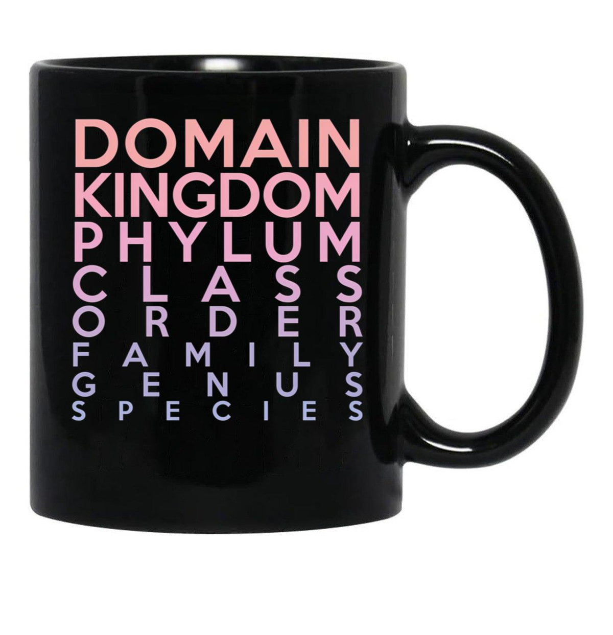 Domain Kingdom Phylum Class Family Genus Species Black Coffee Mug, Gift Coffee Mug - Black