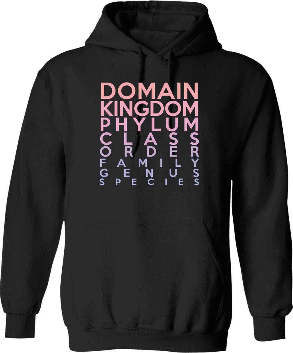Domain Kingdom Phylum Class Family Genus Species Graphic Pullover Hoodie - Black
