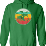 Drums And Coffee Hoodie - Retro Graphic Pullover Hoodie for Men & Women - Green