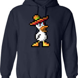 Duck Evil Actions Hoodie - Retro Graphic Pullover Hoodie for Men & Women - Navy