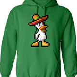 Duck Evil Actions Hoodie - Retro Graphic Pullover Hoodie for Men & Women - Green
