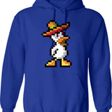 Duck Evil Actions Hoodie - Retro Graphic Pullover Hoodie for Men & Women - Blue