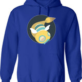 Dunkleosteus Swim Team Hoodie - Retro Graphic Pullover Hoodie for Men & Women - Blue