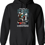 Eagles Super Bowl LIX 2025 Champions 3D Hoodie Graphic Pullover Hoodie - Black