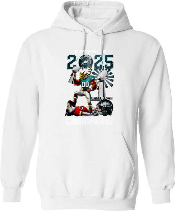 Eagles Super Bowl LIX 2025 Champions 3D Hoodie Graphic Pullover Hoodie - White