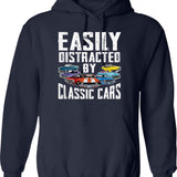 Easily Distracted By Birds Retro Vintage Funny Bird Lover Hoodie - Navy