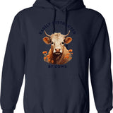 Easily Distracted By Cows Retro Design Hoodie - Navy